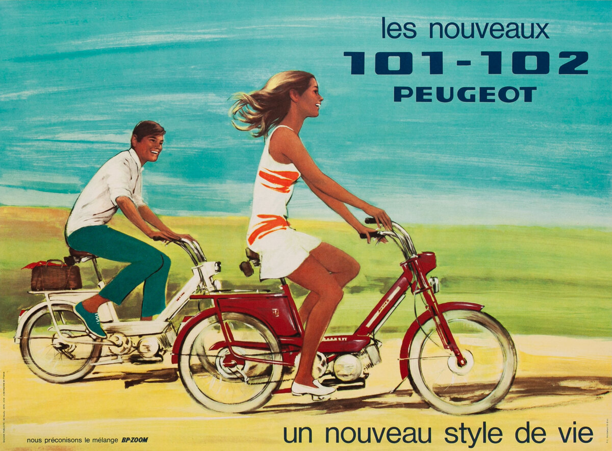 Peugeot 101-102 Scooter Original Vintage Poster