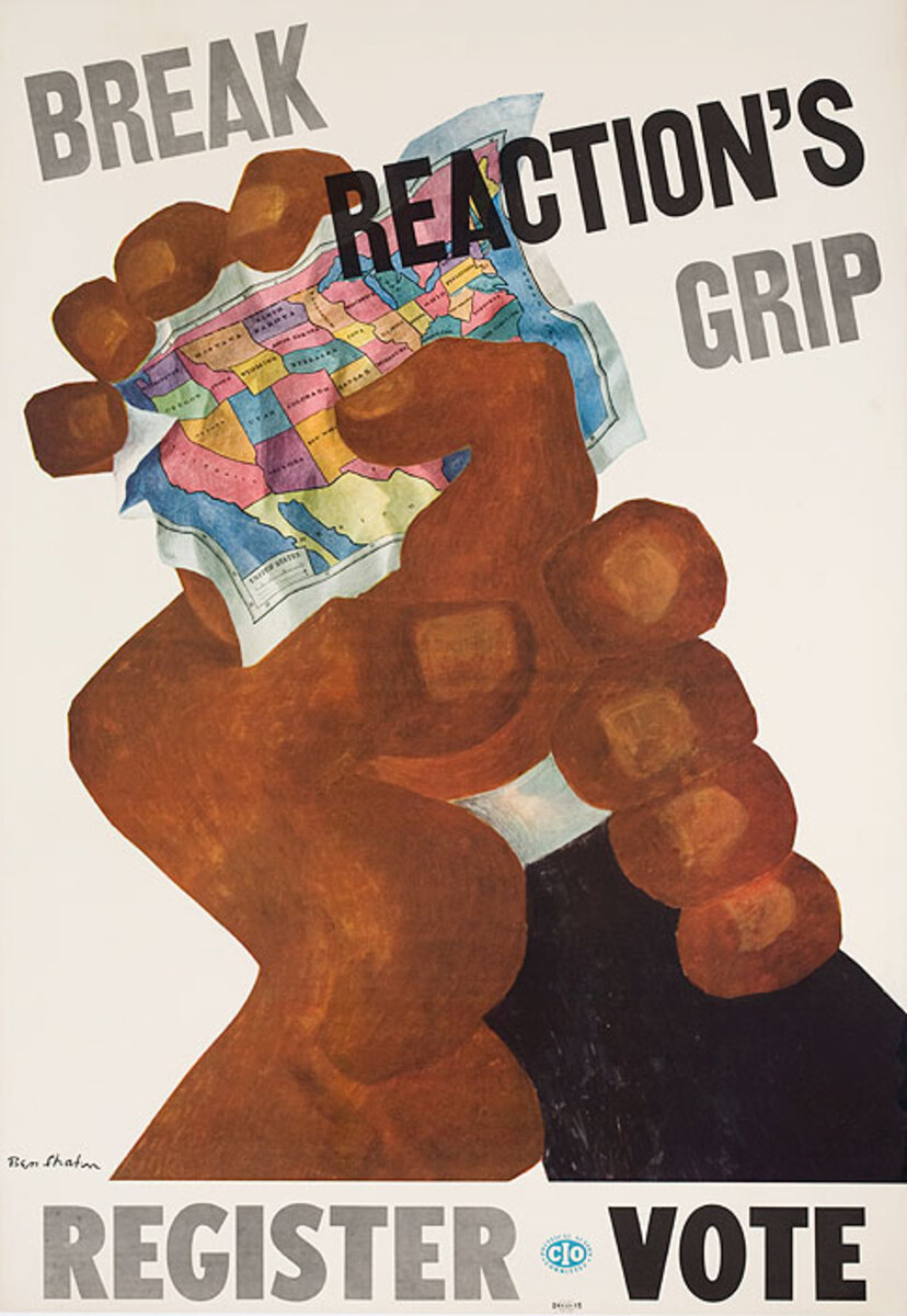 Break Reaction's Grip Register Vote Original CIO Political Action Committee Poster