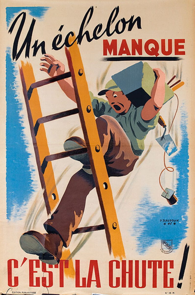French Worker Safety Poster Ladder Safety
