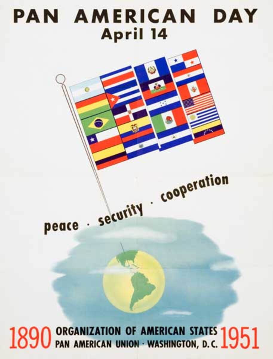 Pan American Day Original OAS (Organization of American States) Propaganda Poster