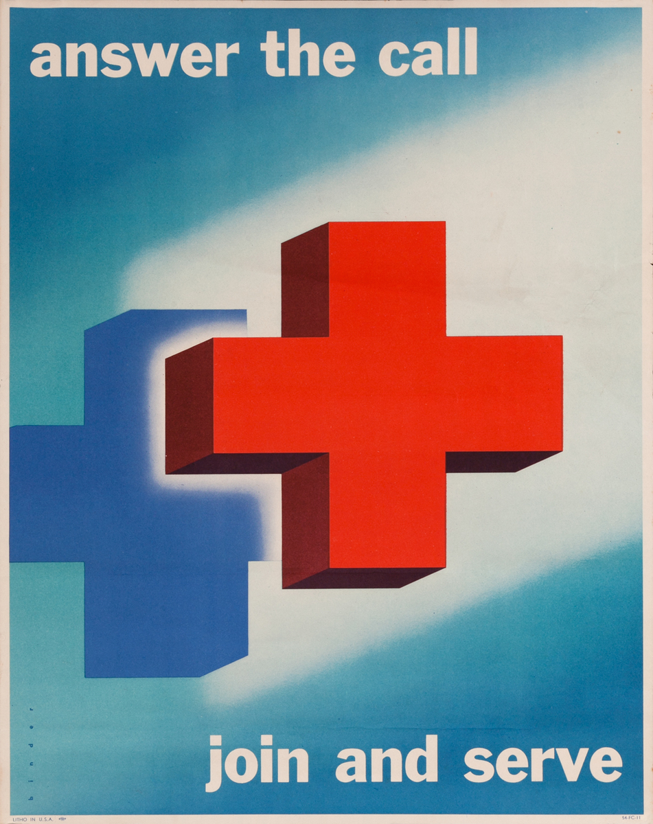 Red Cross Original Public Service Poster Answer The Call Join And Serve