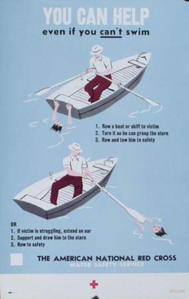 Red Cross Original Public Service Poster You Can Help even If You Can't Swim