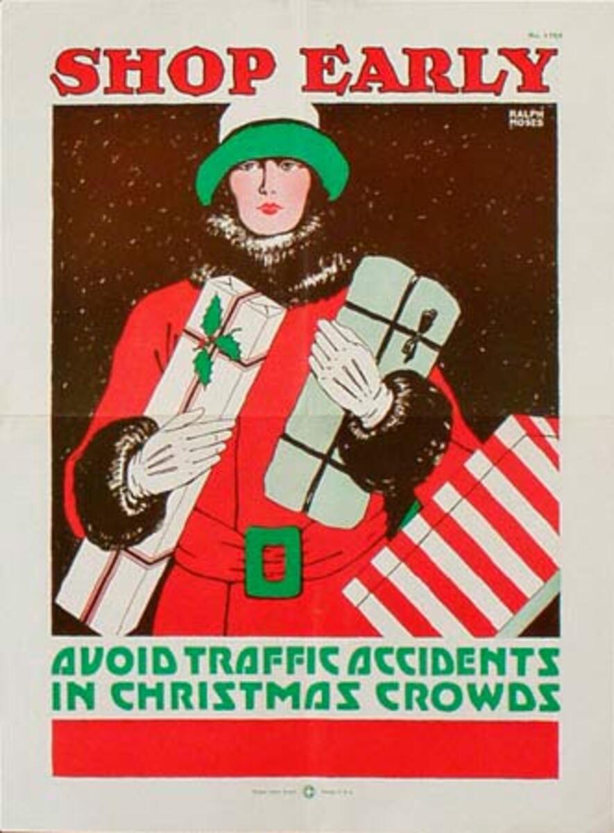 Shop Early Original Vintage Safety Poster