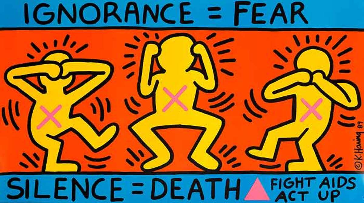 Ignorance = Fear Silence + Death Fight Keith Haring Aids Act Up Original Fight Aids Protes Poster