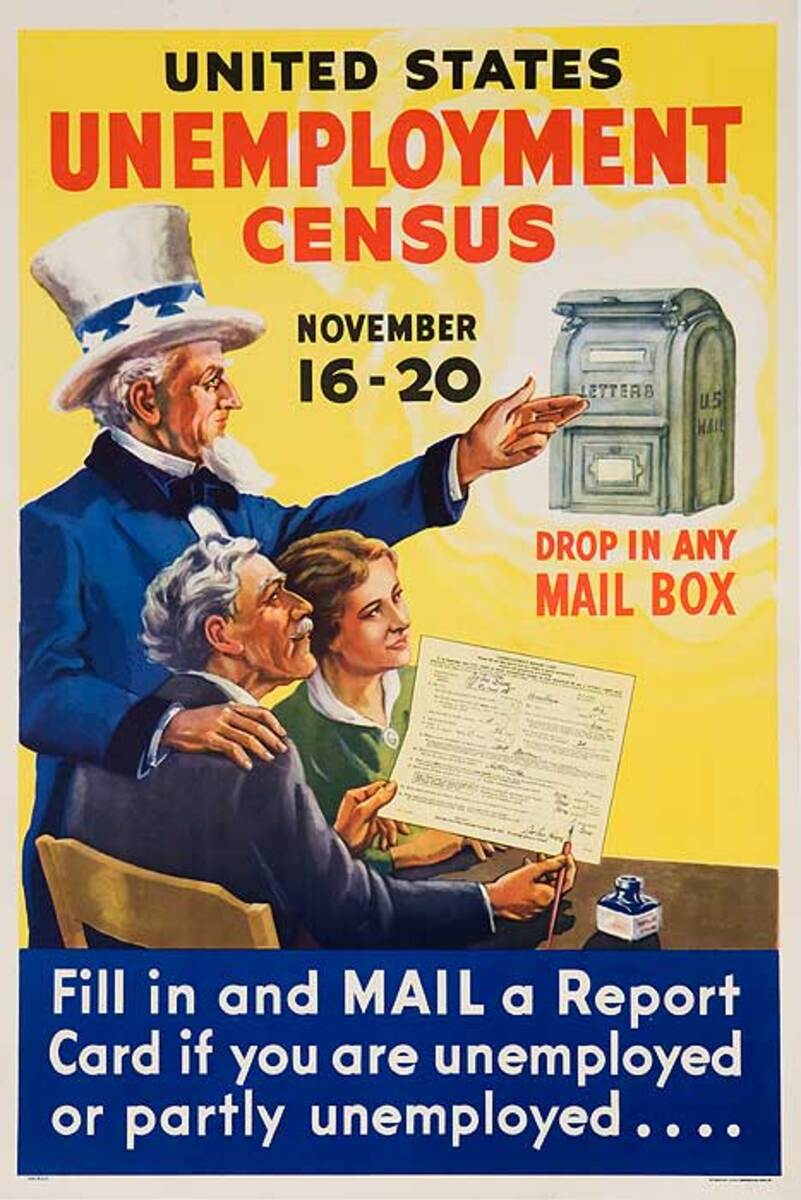 Original 1930s United States Census Poster