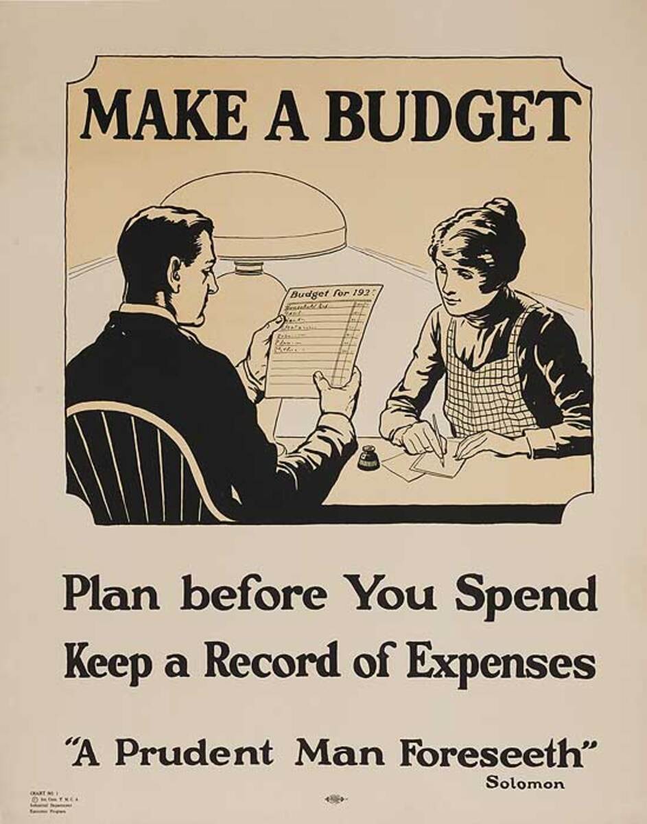 Make  A Budget, Plan Before You Spend Original YMCA Citizenship Poster