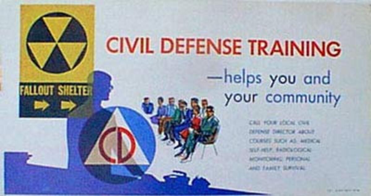 Original Vintage Civil Defense Poster Training
