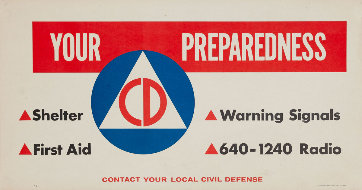 Original Vintage Civil Defense Poster Your Preparedness