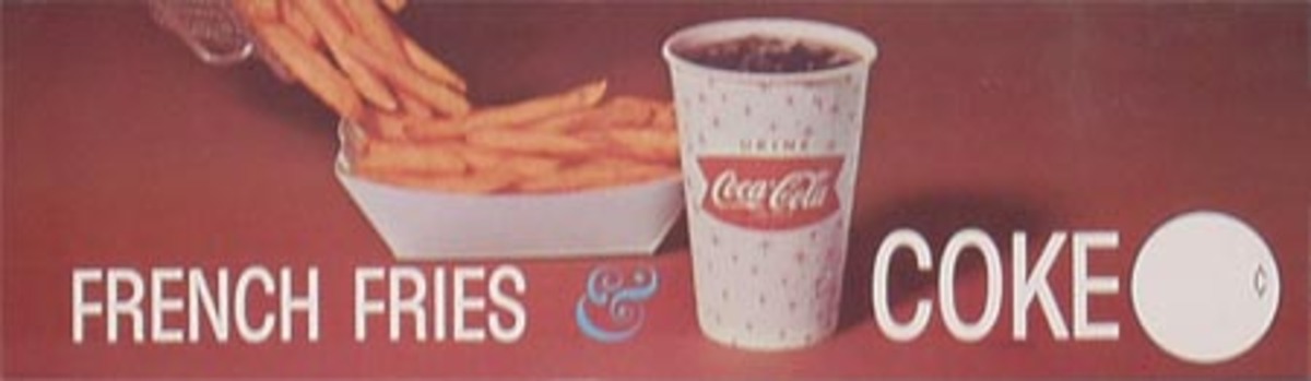 Original Vintage Coke Advertising Poster Coca Cola and Franch Fries