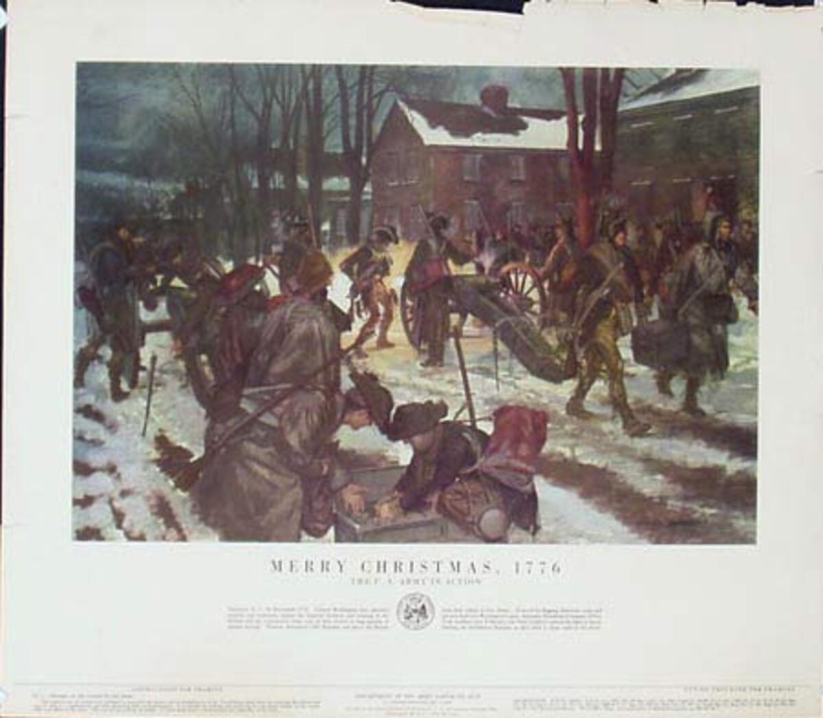 Merry Xmas 1776 U.S. Army in Action Original Vintage Army Propaganda Poster