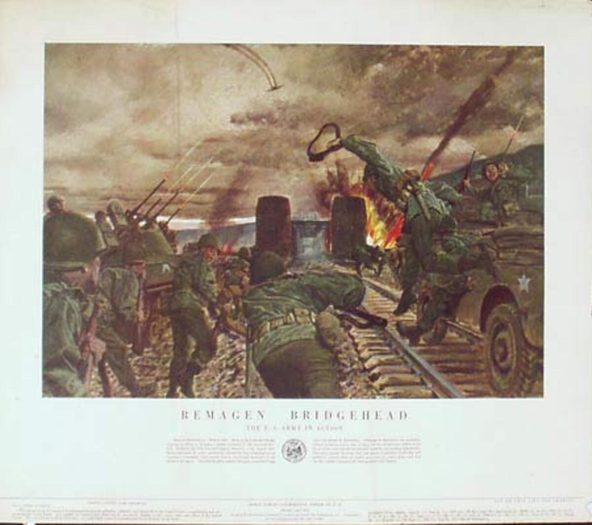 Remagen Bridgehead U.S. Army in Action Original Vintage Army Propaganda Poster