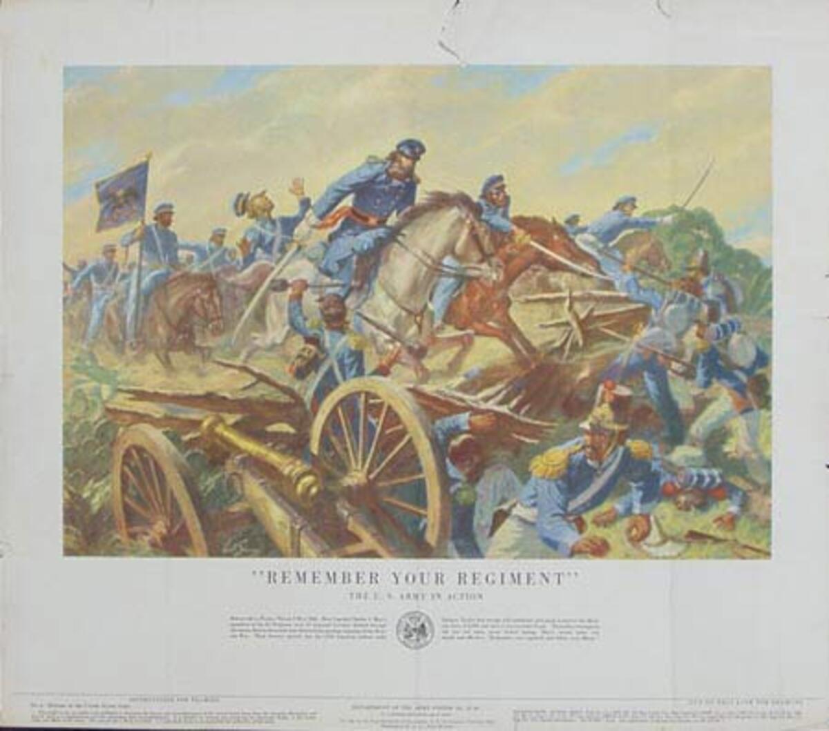 Remember Your Regiment U.S. Army in Action Original Vintage Army Propaganda Poster