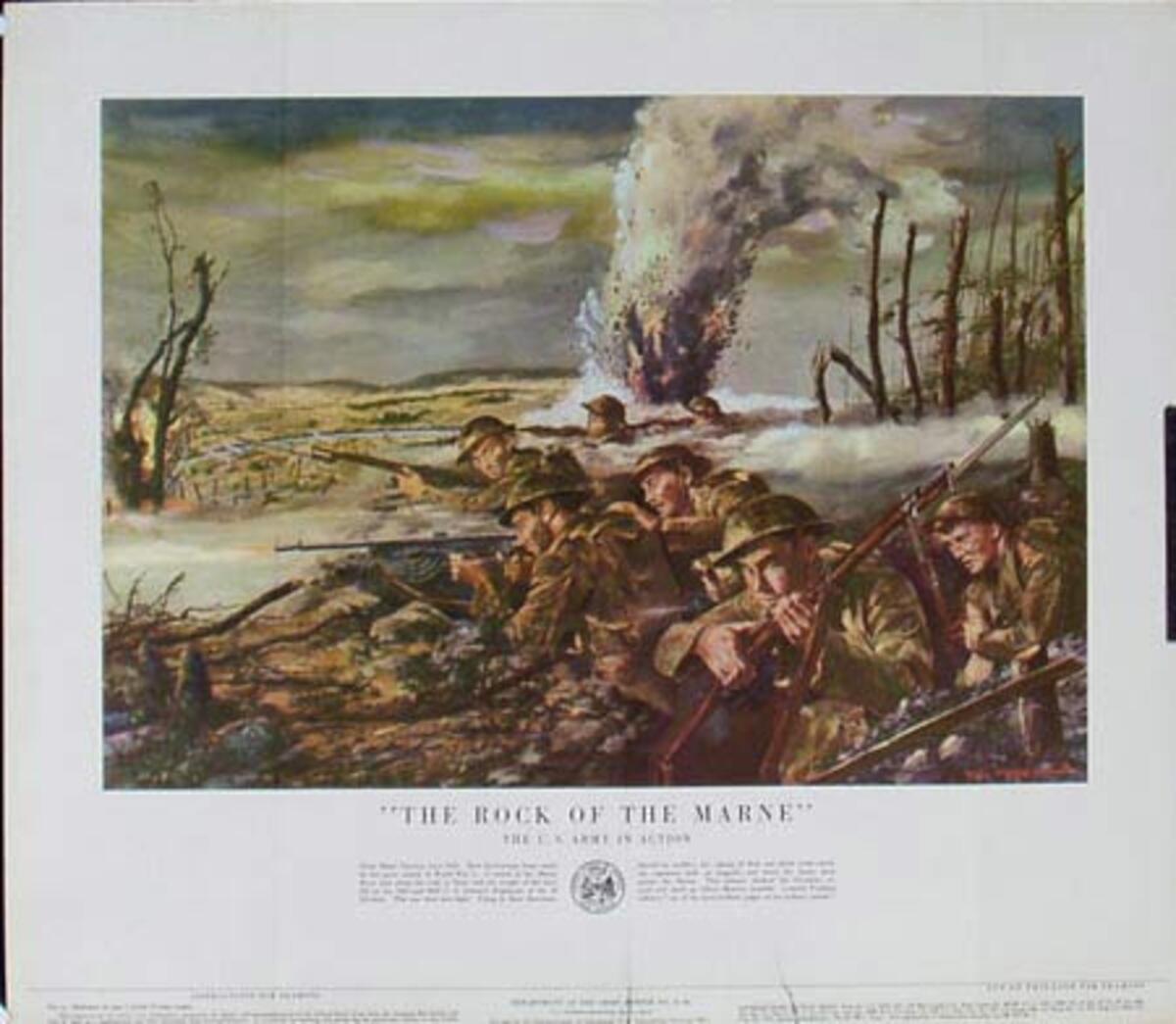 The Rock of the Marne U.S. Army in Action Original Vintage Army Propaganda Poster