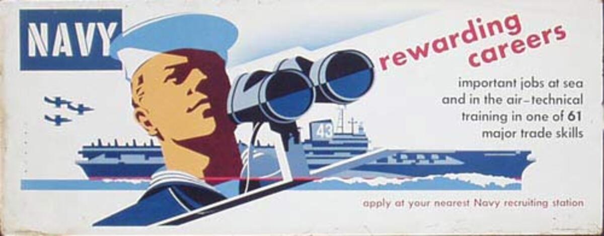 Rewarding Careers Korean War Era Navy Recruiting Poster