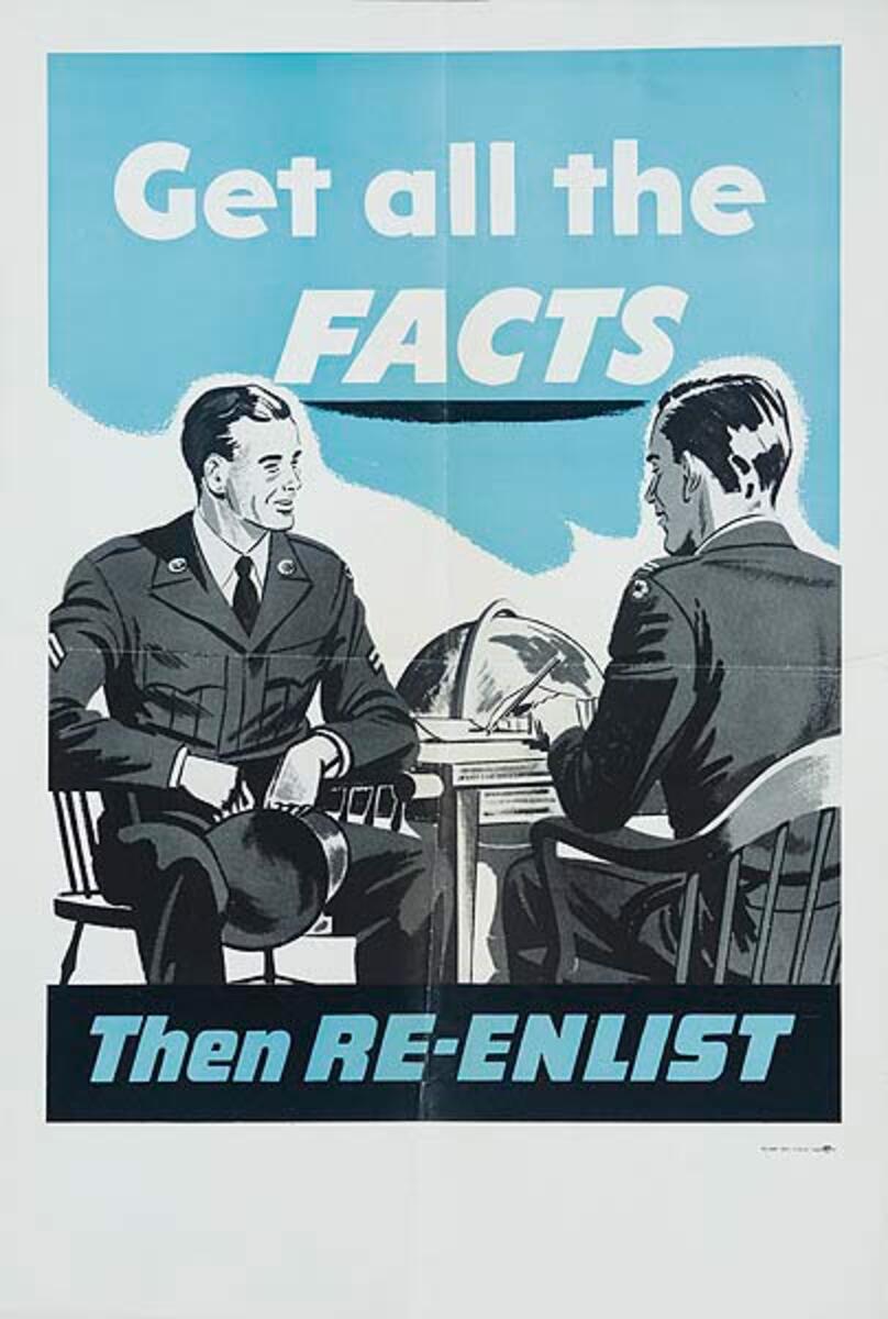 Get All The Facts Then Re-Enlist Original Korean Era Army Recruiting Poster