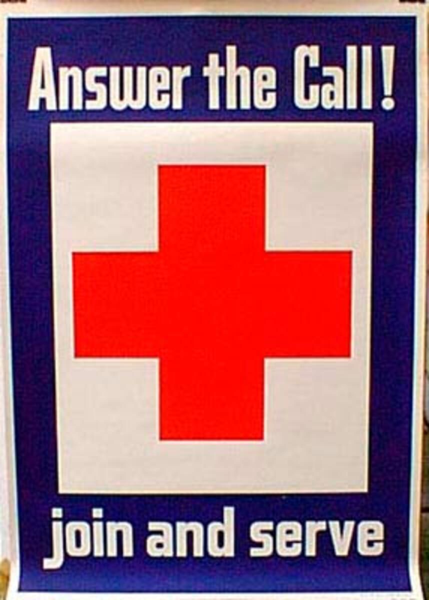 Red Cross Join and Serve Original Vintage  Poster