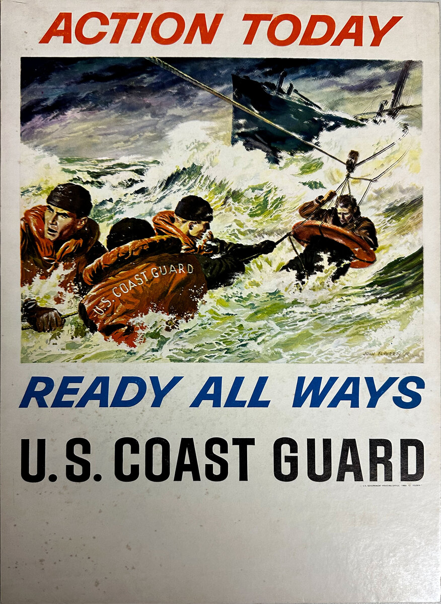 Action Today Original Vintage US Coast Guard Recruiting Poster 