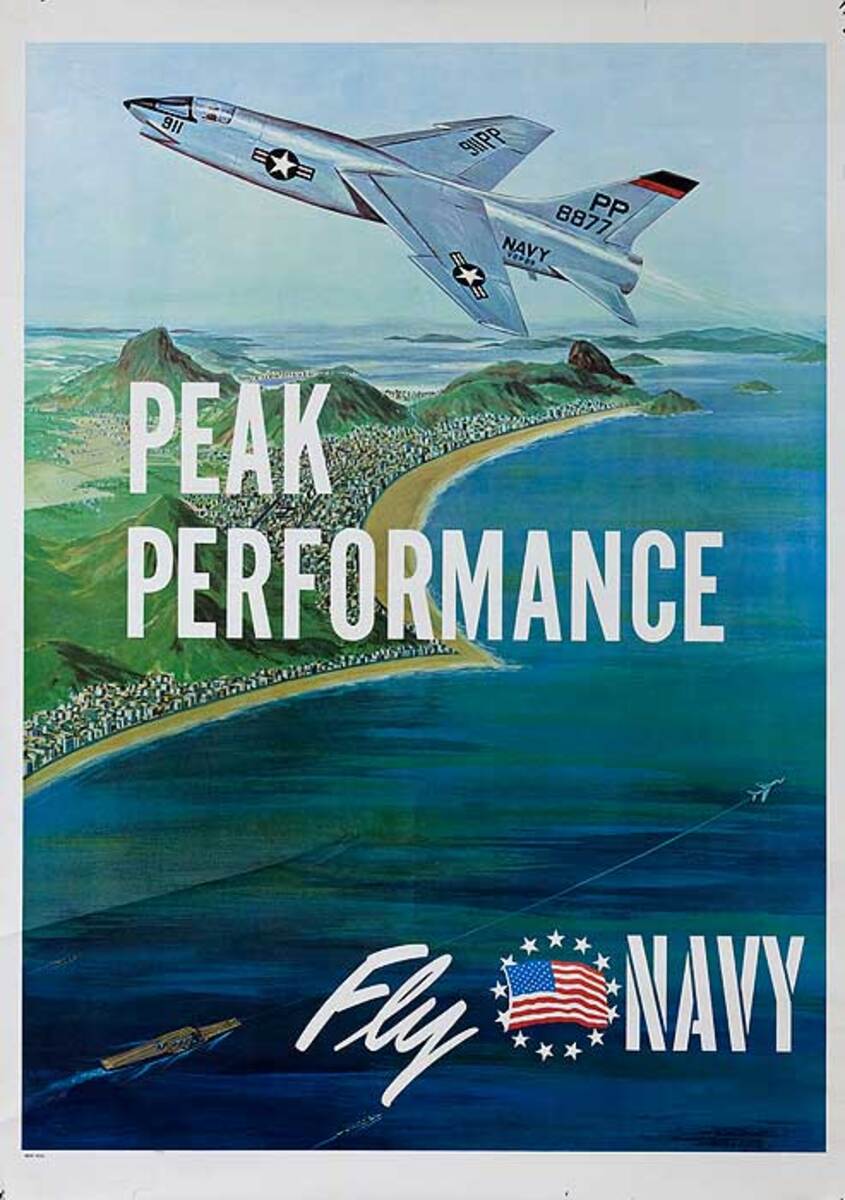 Peak Performance Fly Navy, Original Vietnam Era Recruiting Poster