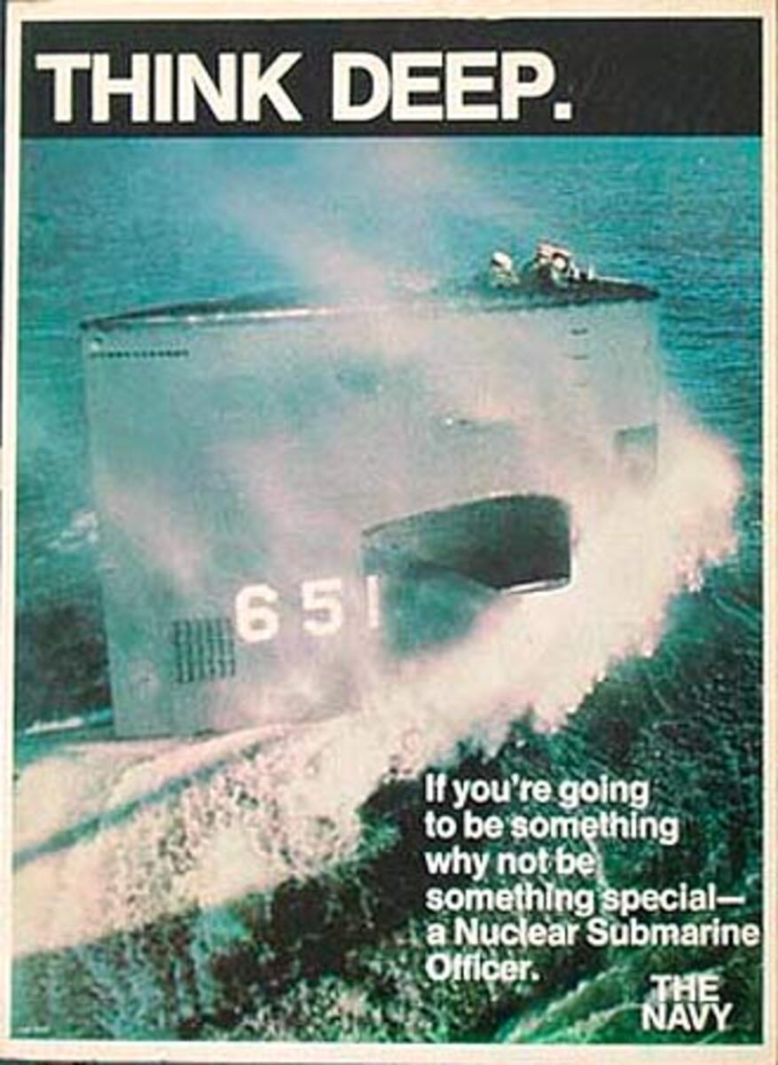 THINK DEEP Original Vietnam Era Navy Recruiting Poster 