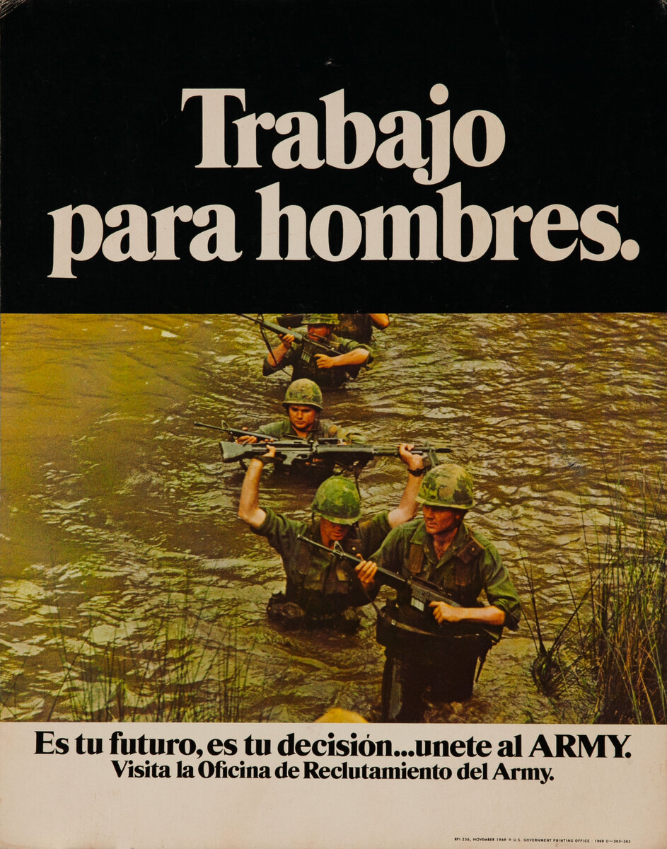 Trabajo Para Hombres Original Vietnam Navy Minority Hispanic Recruiting Poster