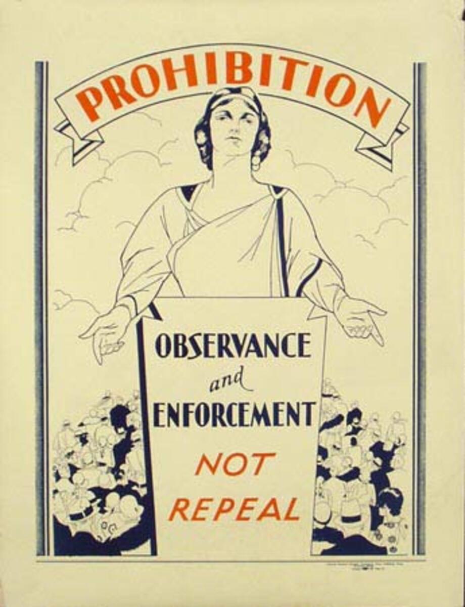 Original Vintage Prohibition Not Repeal Poster