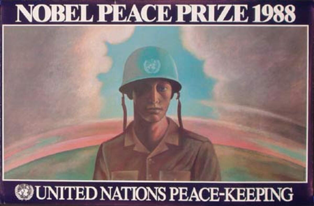 United Nations Original Poster U.N. PEACE-KEEPING  Nobel Peace Prize 1988
