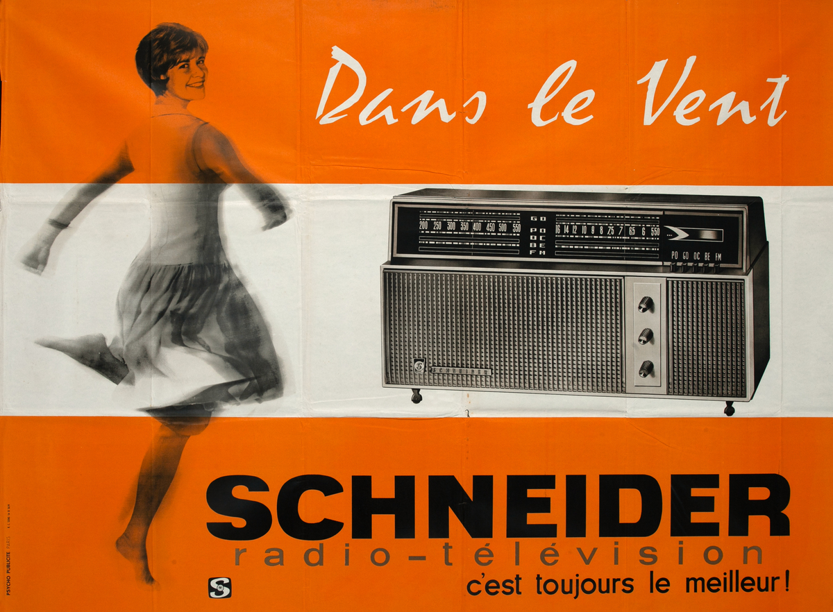 Schneider Radio Original Vintage Poster, dancer photomontage
