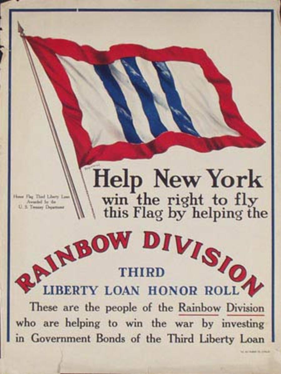Help New York Rainbow Division WWI Original Liberty Loan Poster