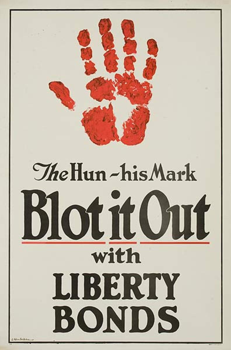 The Hun His Mark Blot it Out Original Vintage World War One Poster