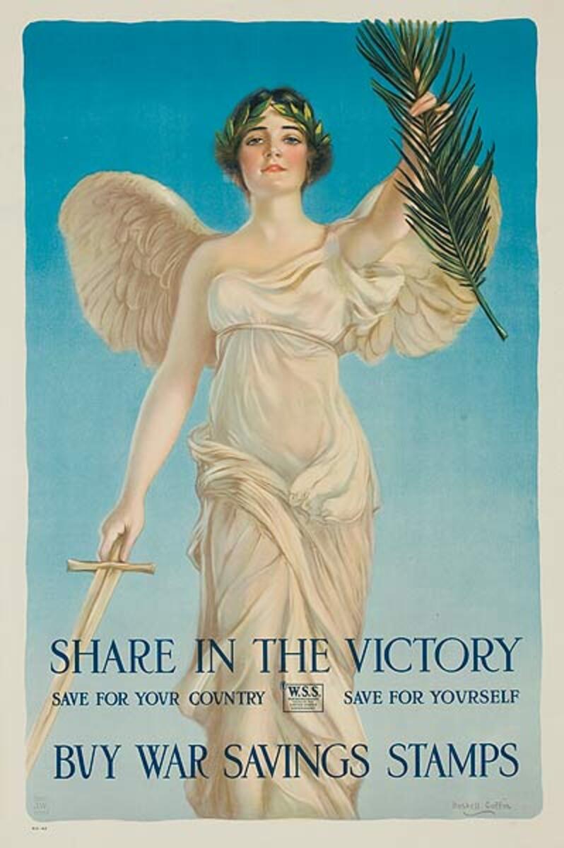 Share in the Victory Original WWI American War Savings Stamp Poster