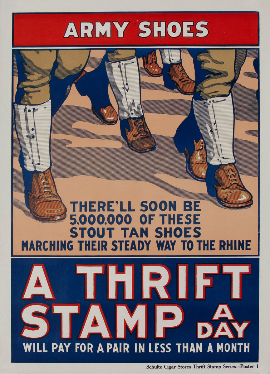 Army Shoes A Thrift Stamp Every Day Original American WWI Poster