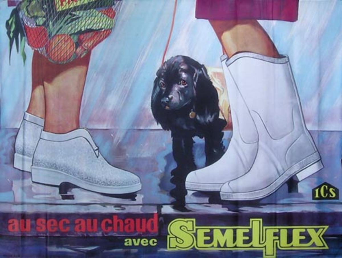 Semelflex Rain Boots Original Vintage French Advertising Poster