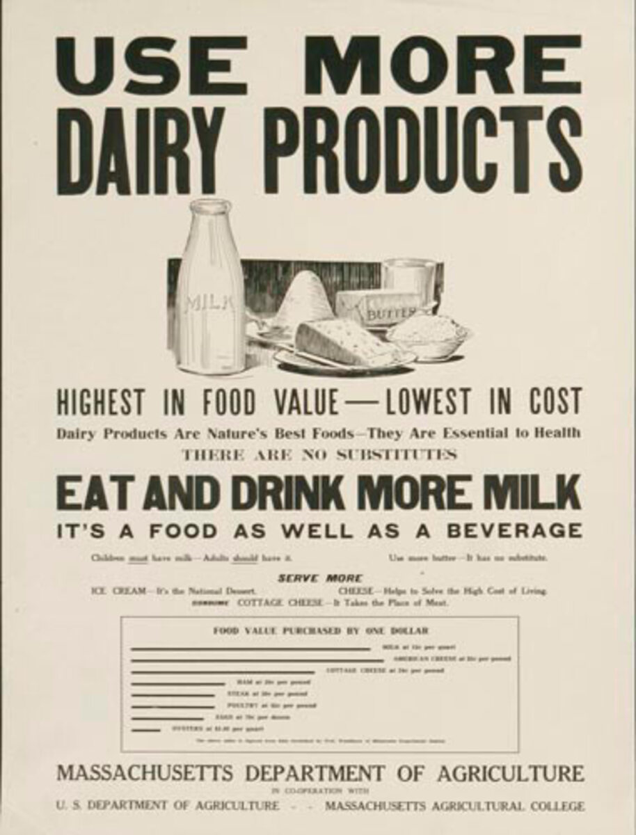 Use More Dairy Products Original World War One American Poster