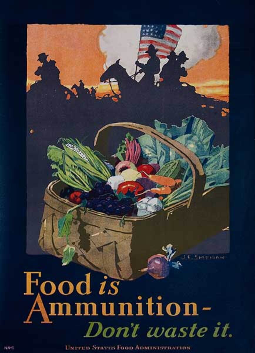 Food Is Ammunition, Don't Waste It Original World War I Poster