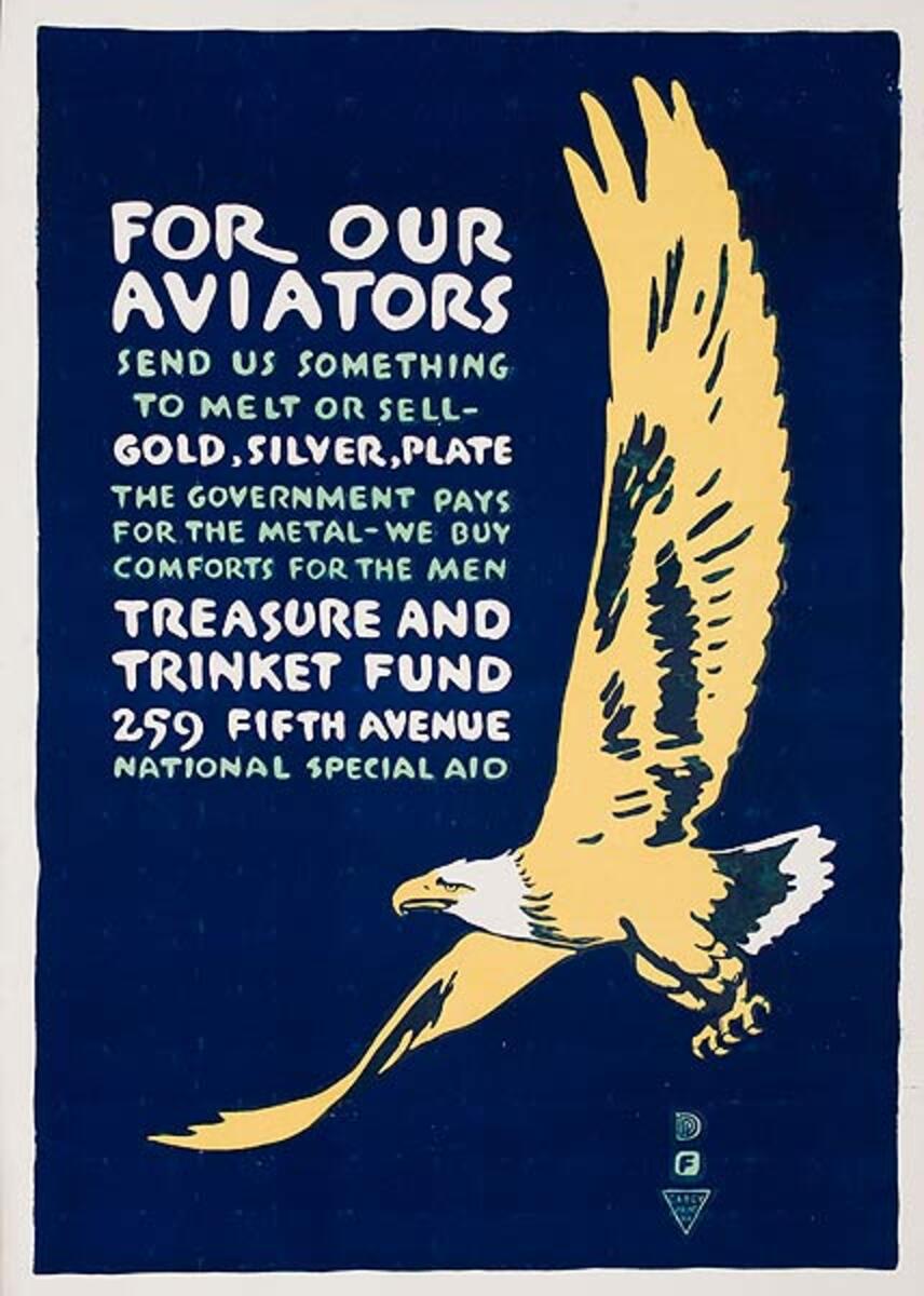 For Our Aviators Original WWI Homefront Poster