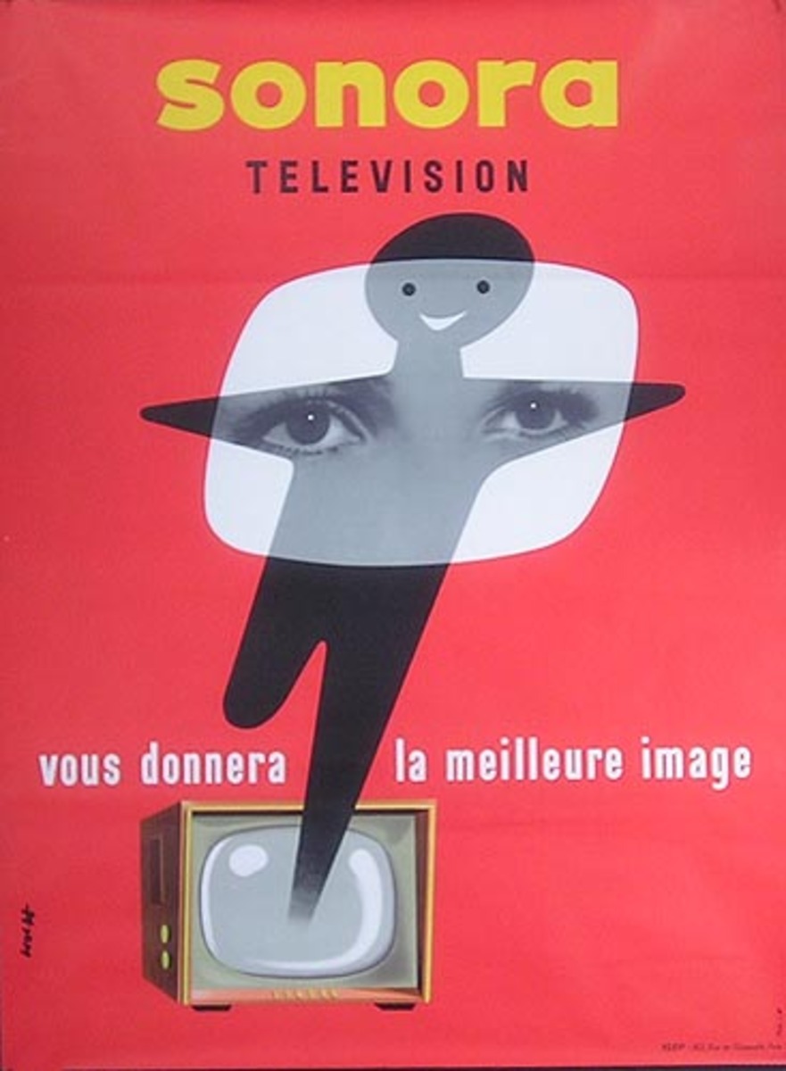 Sonora TV Radio Original Vintage Television Advertising Poster red photomontage