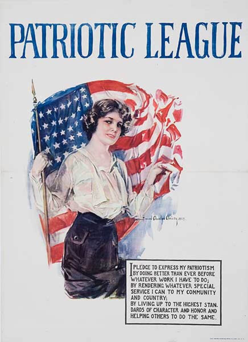 Patriotic League Original American World War One Poster