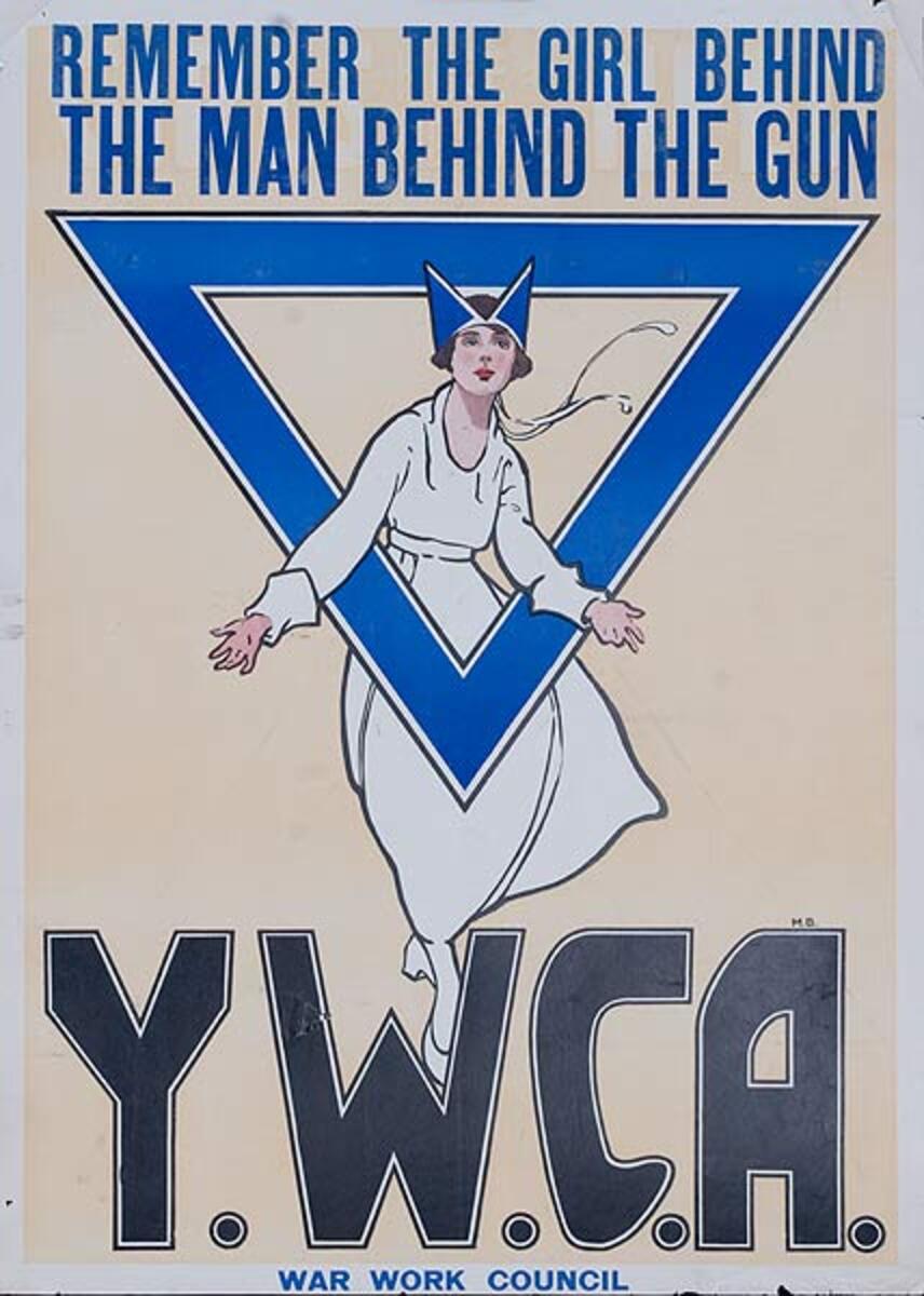 Remember The Girl Behind the Man Behind the Gun Original WWI YWCA Poster