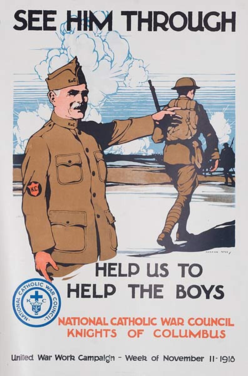 See Him Through Original Vintage World War I Poster 