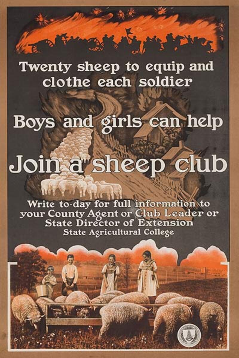 Join a Sheep Club Original American WWI Poster