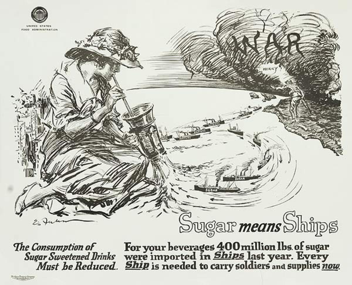 Sugar Means Ships Original WWI Homefront Poster