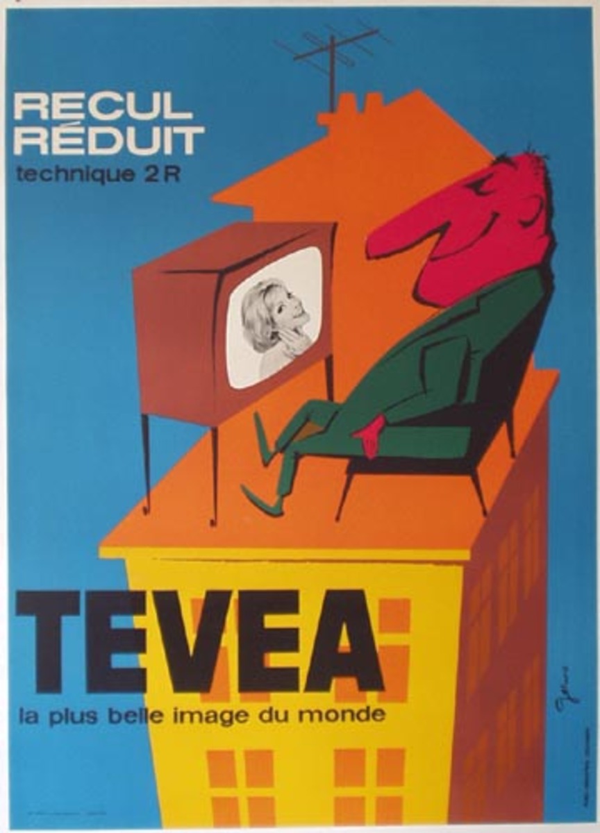Tevea Televisions Original Vintage Poster