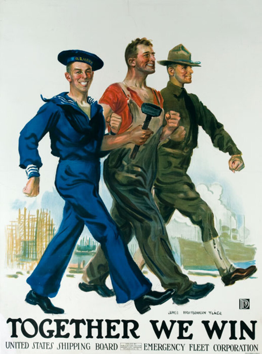 Together We Win Original Vintage WWI Poster 