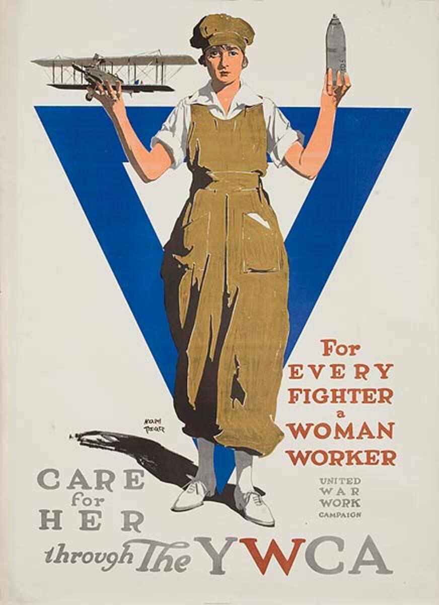 For Every Fighter a Woman Worker Original WWI YWCA Poster