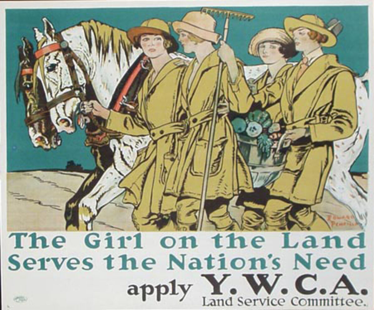 The Girl on the Land Serves the Nation's Needs Apply Y.W.C.A. Original Vintage WWI Poster