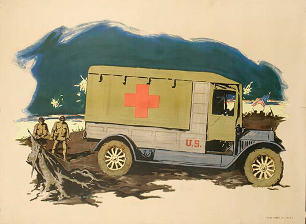 Red Cross Ambulance Original World War One Poster