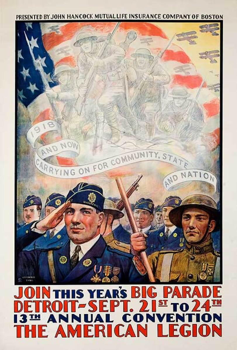 Join This Years Big Parade Original WWI American Legion Poster