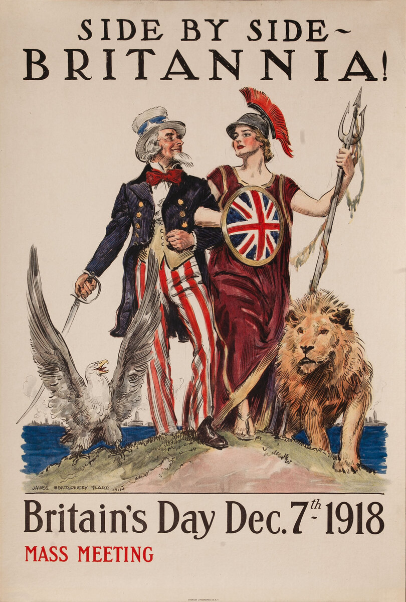 Side By Side Britannia Original WWI Poster