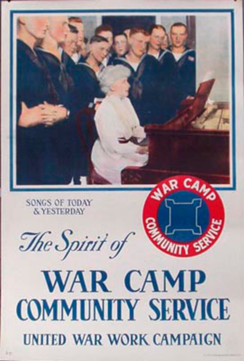 War Camp Community Service Songs of Today and Yesteryear Original Vintage WWI Poster 