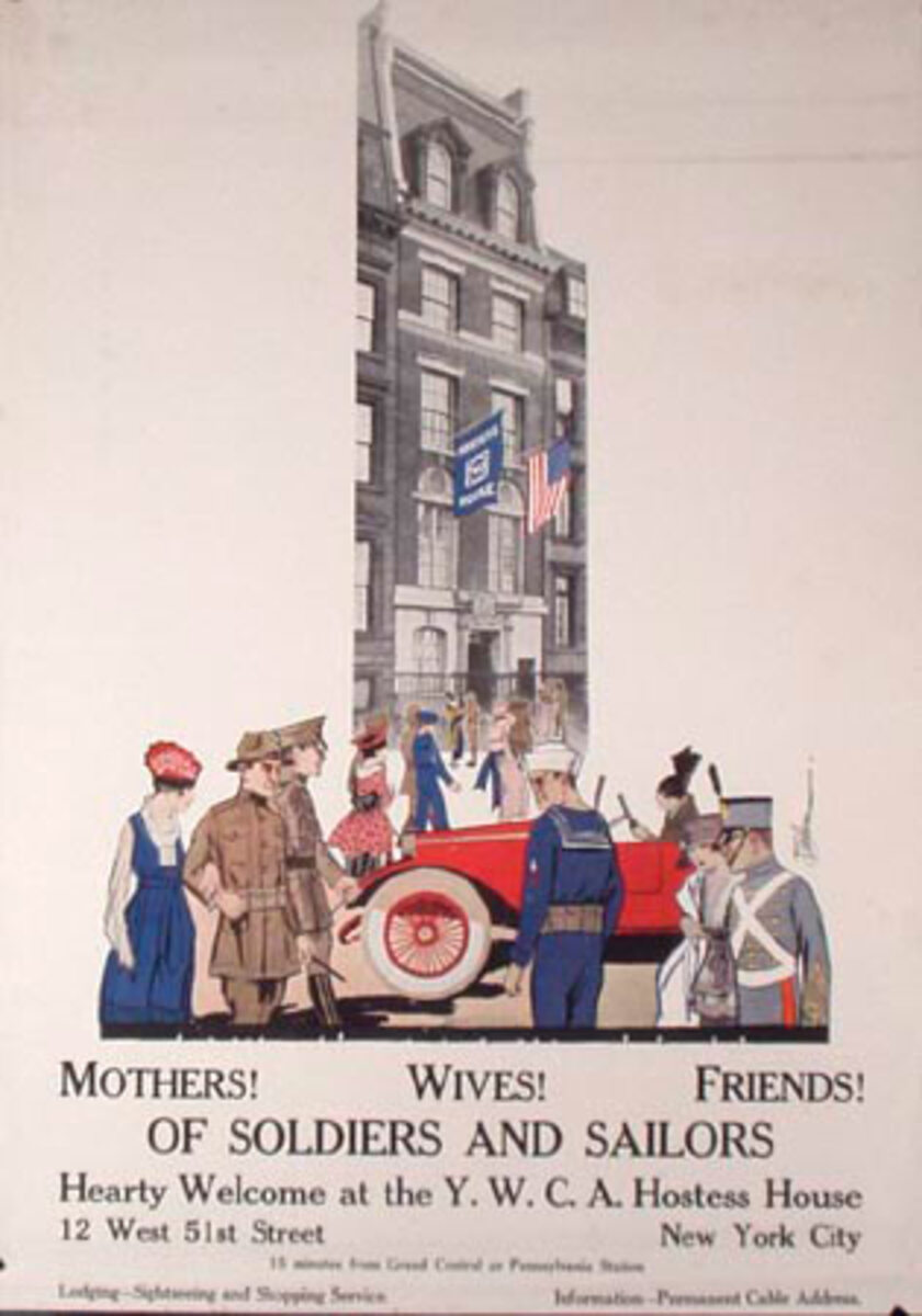 YWCA Hostess House Original Vintage World War One Poster